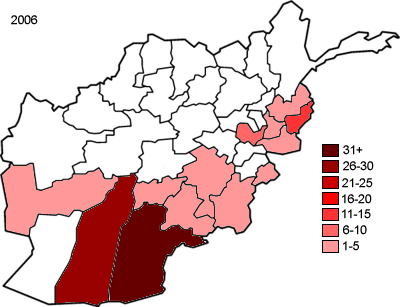 NATO Afghan combat fatalities, Mar-Oct 06