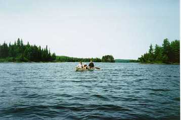 Distant canoe