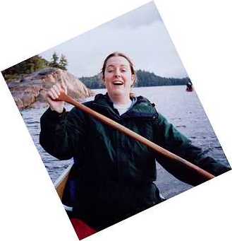 Soggy Robyn paddling and looking goofy